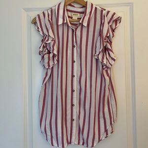 Maeve sleeveless striped button down